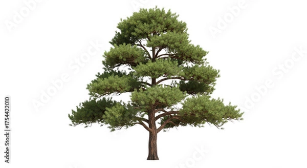 Fototapeta Pine tree with tiered branches isolated PNG with Transparent Background