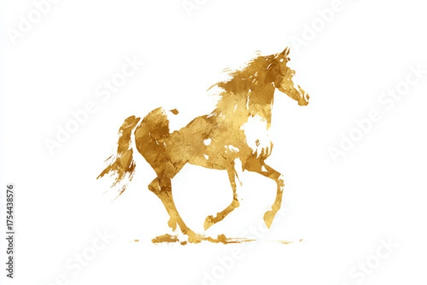 Fototapeta 金色の馬のシルエット、イラスト、金箔