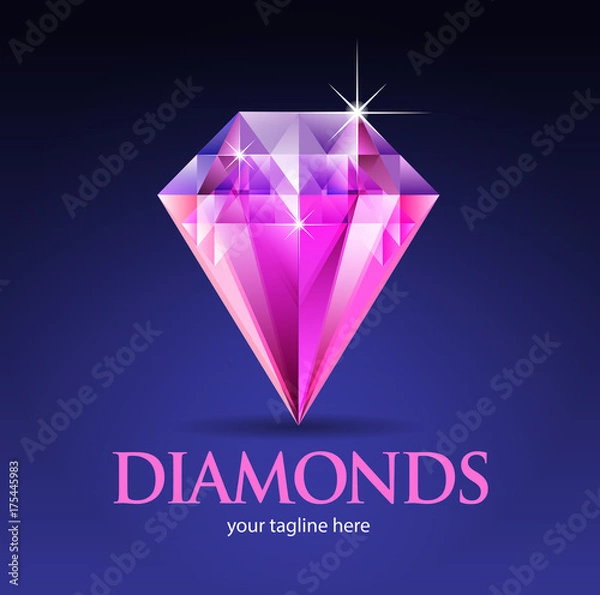 Obraz Vector abstract, Pink Diamond symbol