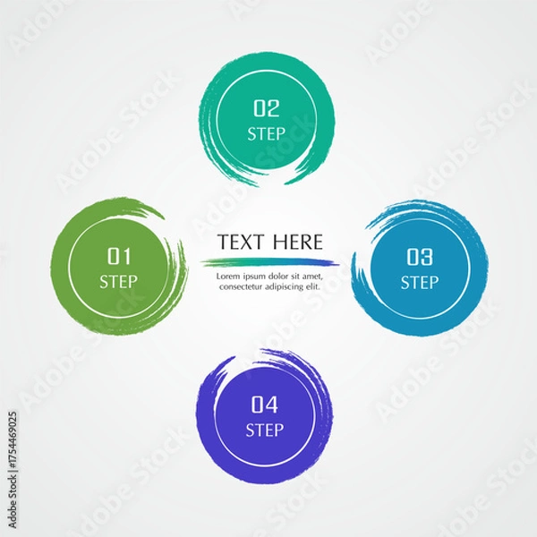 Obraz Step by step creative infographic template with 4 options, parts or processes.
