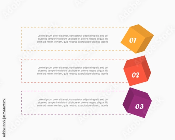 Obraz Step by step creative infographic template with 3 options, parts or processes.