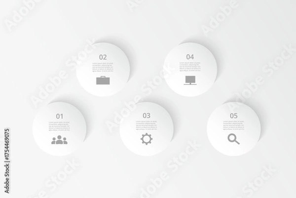 Obraz Step by step creative infographic template with 5 options, parts or processes.