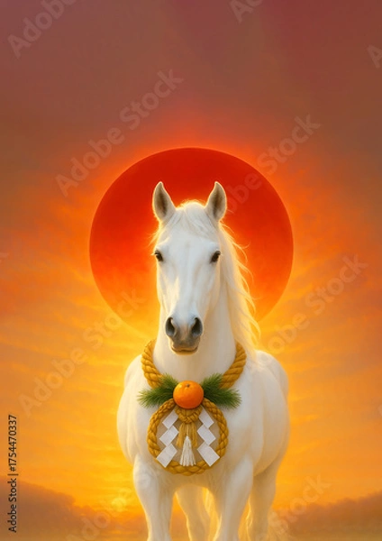 Fototapeta 午年の年賀状のお祝いの情景