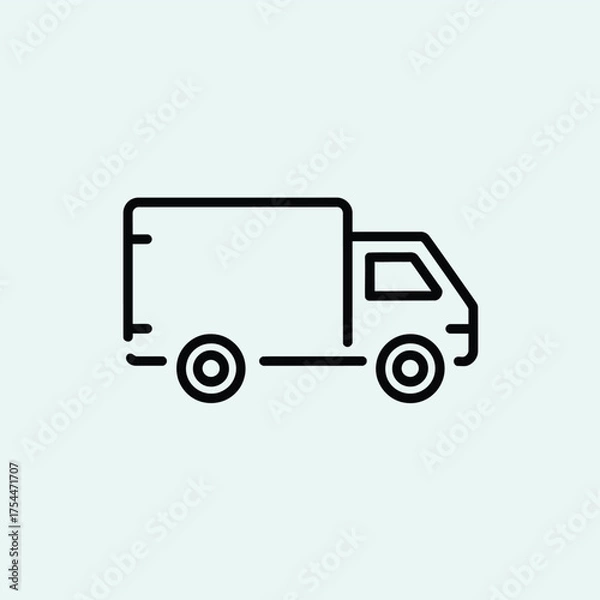 Fototapeta Minimalist high contrast outline icon of a delivery truck for shipping and logistics vector illustration eps silhouette White background