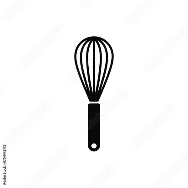Fototapeta Minimalist whisk logo vector illustration scalable eps icon for culinary designs and kitchen graphics silhouette White background