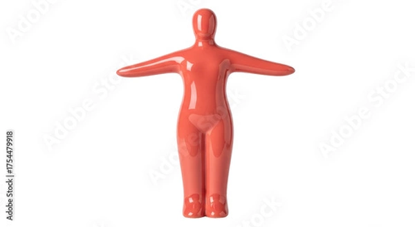 Obraz Isolated reddish human figurine stands with arms out, symbol for equality, representation