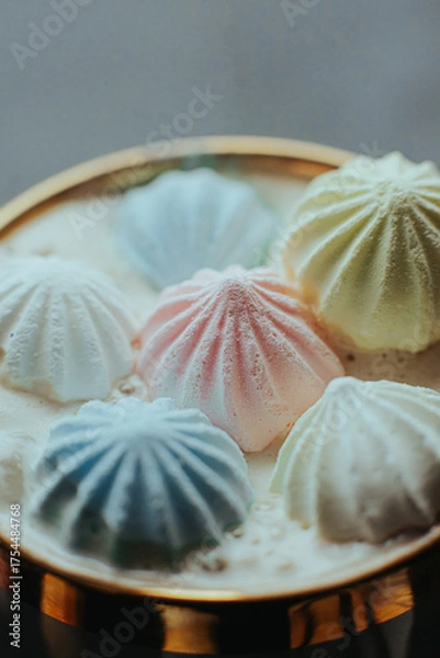 Obraz Golden Cup with Colorful Meringues