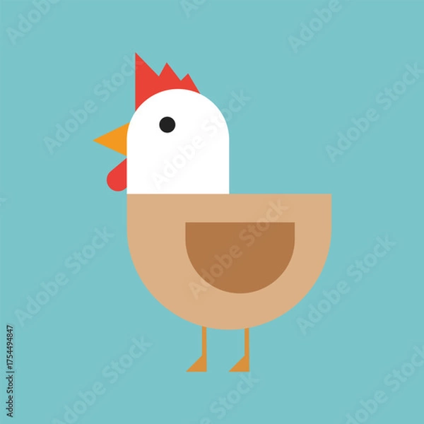 Obraz Flat Hen Vector with Red Comb