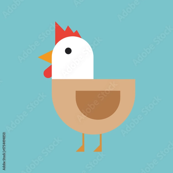 Obraz Flat Hen Vector with Red Comb
