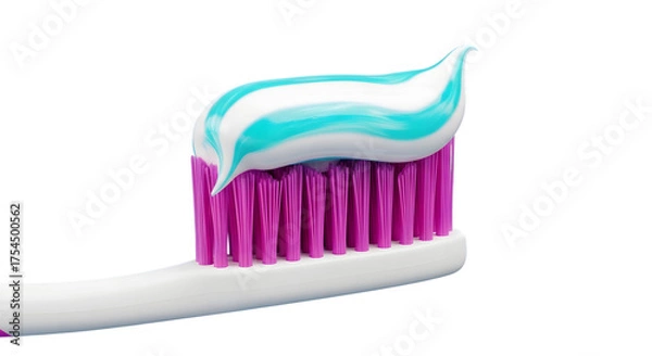 Obraz Closeup of a toothbrush with toothpaste isolated on transparent background