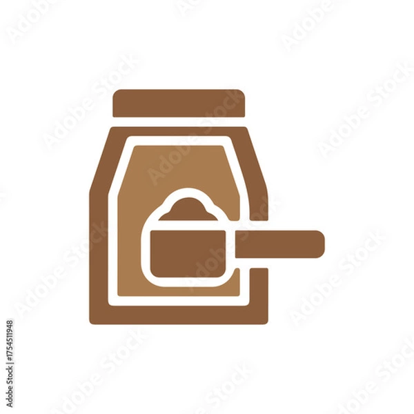 Fototapeta Salt Packet with Measuring Spoon Icon — Kitchen Ingredient Symbol Vector Illustration, salt powder icon vector illustration, powder packet vector with spoon illustration,