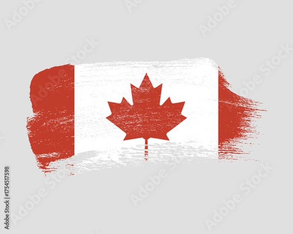 Fototapeta Textured brushstroke design vividly represents the national flag of Canada with patriotic symbolism and bold colors.