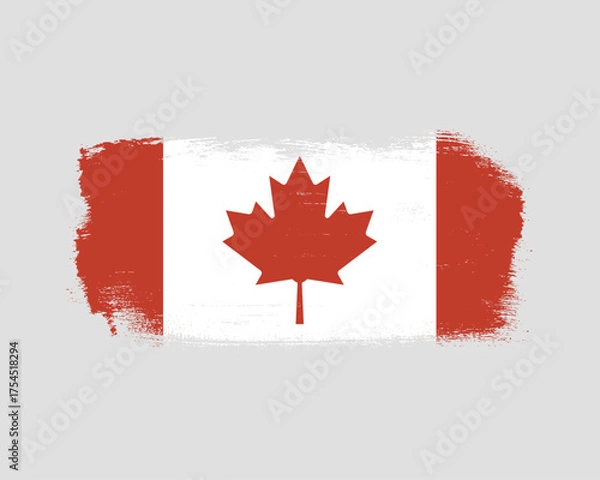 Fototapeta Textured brushstroke illustration of the Canadian flag representing national pride and patriotic symbolism for diverse applications.