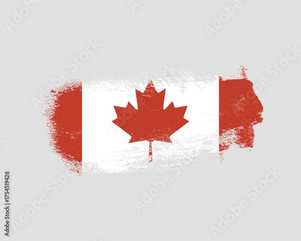Fototapeta Textured brushstroke Canadian flag illustration evokes national pride and heritage with a distressed, vintage aesthetic.