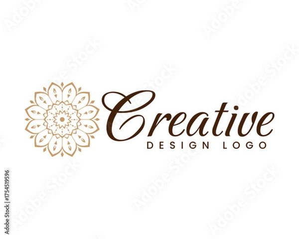 Fototapeta Elegant floral mandala design paired with flowing script typography creates a sophisticated branding identity.