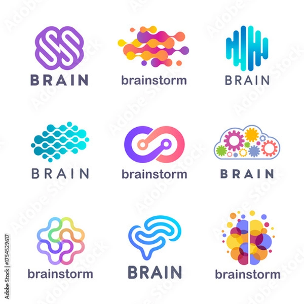 Obraz Abstract vector logo design template, the logo for creativity, brainstorm. Brain icon concept.	