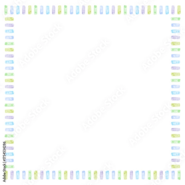 Fototapeta かわいい点線の水彩風フレーム　正方形