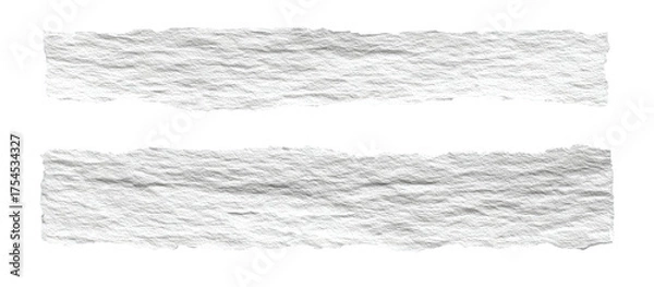 Fototapeta Two rectangular textured paper scraps with rough edges set against a stark black background