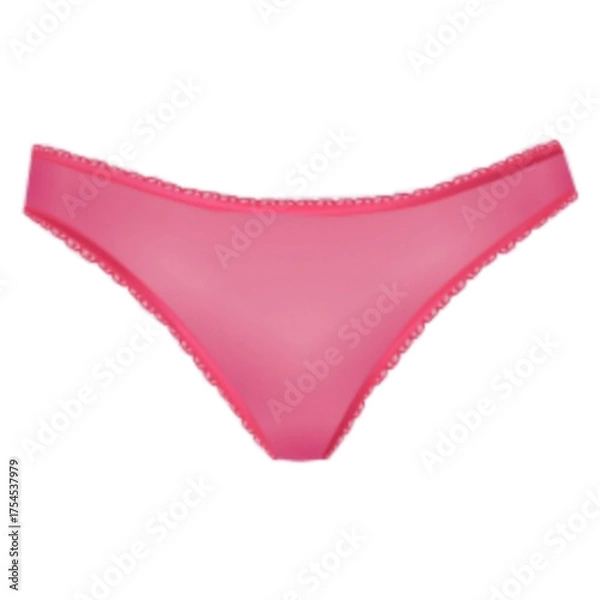 Obraz A delicate pink bikini bottom, isolated on transparent background, featuring a lowrise cut and intricate lace trim, ideal for stylish swimwear and intimate apparel