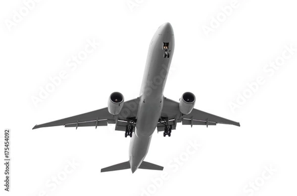 Fototapeta Passenger airplane isolated on white background.