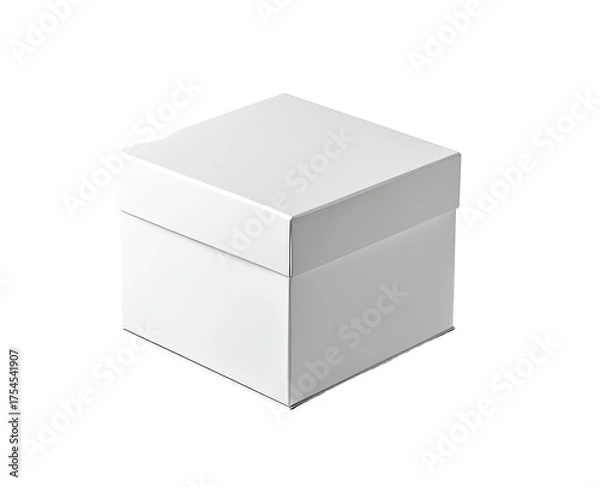 Fototapeta Isolated white box with lid, placed in the center with soft lighting and dark background