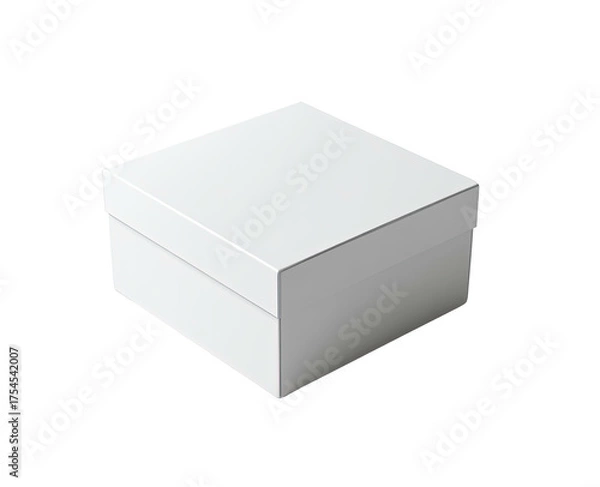 Fototapeta Isolated, square-shaped white box with a lid, on a black background, offering a clean look