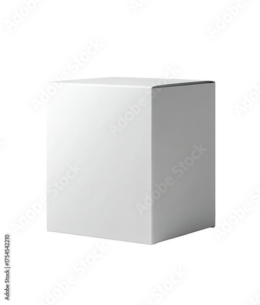 Fototapeta A plain, white, three-dimensional cube, isolated on a black background, showing perspective