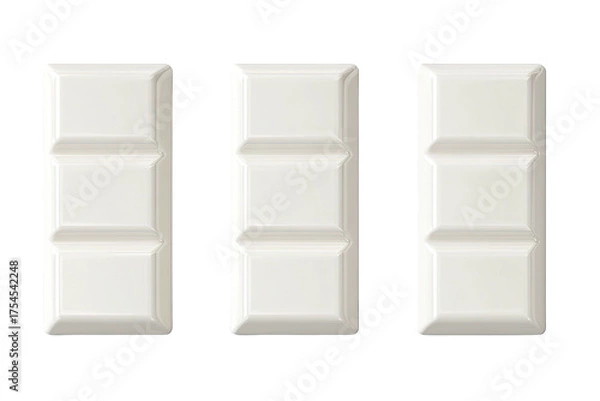Fototapeta Three white, rectangular objects with three evenly sized squares stacked vertically