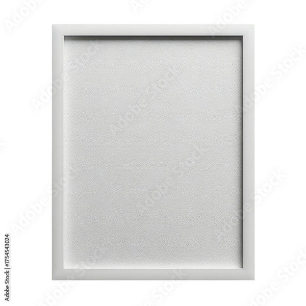 Fototapeta Vertical image shows a white rectangular frame with a textured surface, on a solid black background