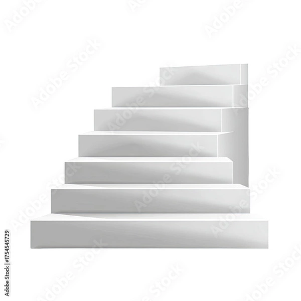 Fototapeta A grayscale illustration showcases a minimalistic, ascending staircase, isolated on black