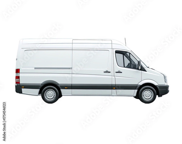 Fototapeta A side view of a white cargo van, clean and sleek against a transparent background