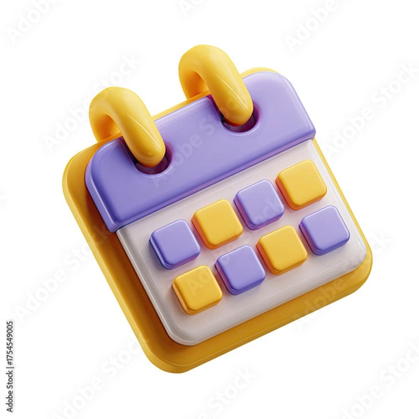 Fototapeta A colorful, 3D rendered desktop calendar floating against a stark black background