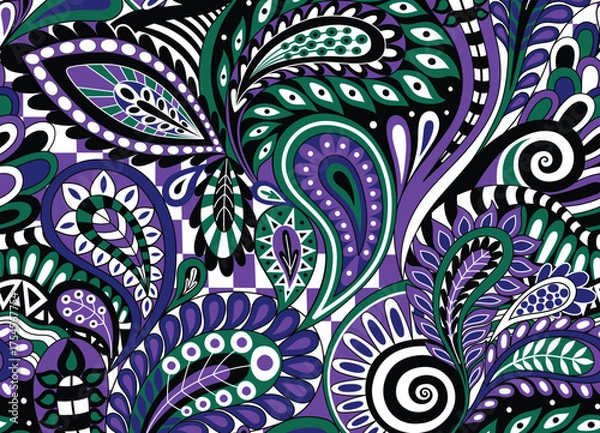 Fototapeta Boho floral paisley pattern.eps