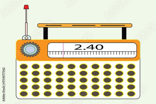 Obraz Vintage orange radio with antenna and speaker, a classic electronic device