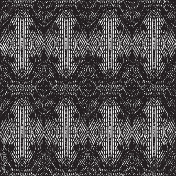 Obraz Vector art of textured fabric with a repeating damask pattern