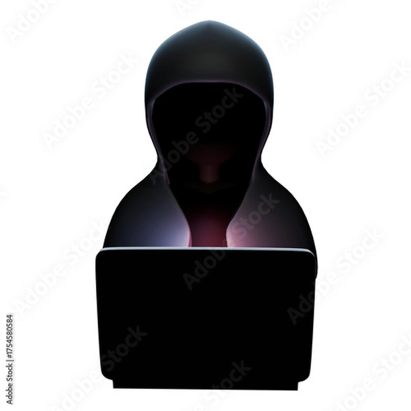 Fototapeta Anonymous Hacker with Laptop in the Dark