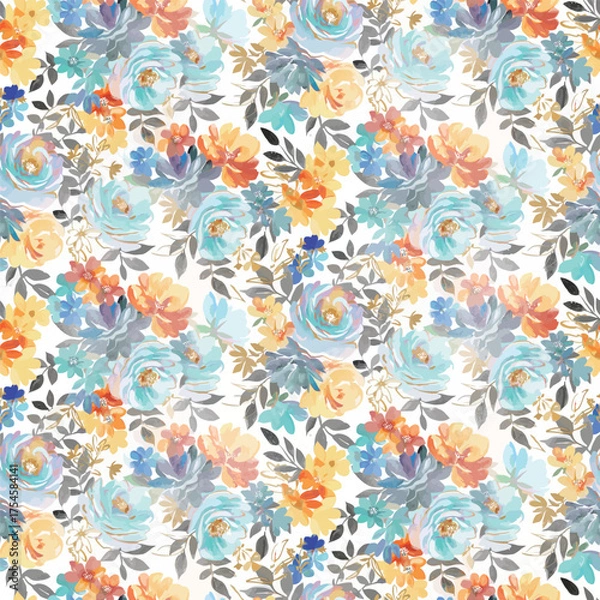 Fototapeta Art design abstract floral pattern watercolor effect,light colors