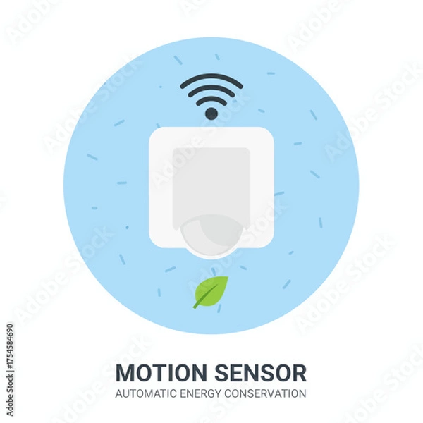 Obraz Vector 2D flat icon of a motion detector for lights, automatic energy conservation