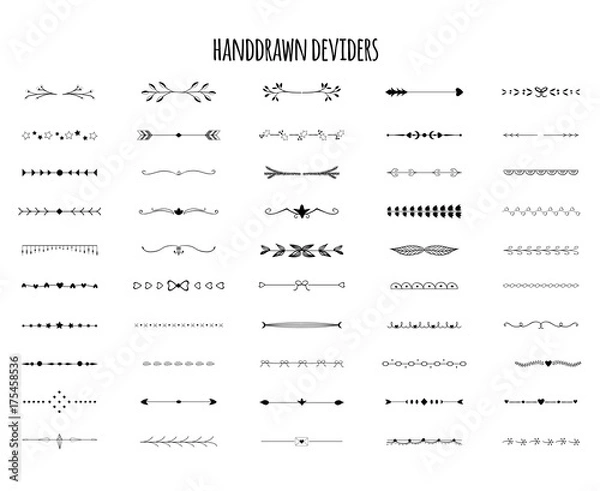 Fototapeta Hand drawn deviders set. Free hand style.