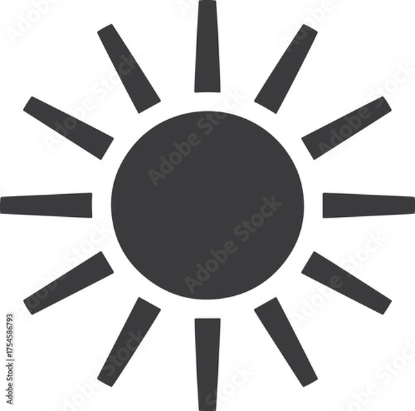 Fototapeta Bright Sun Icon Vector Illustration Representing Sunshine, Energy, and Warm Summer Day