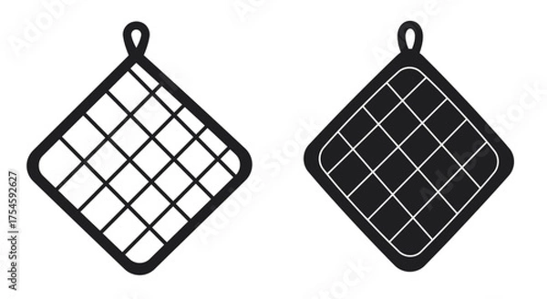 Fototapeta Two diamond shaped pot holders one outlined and one solid black