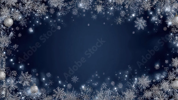 Fototapeta Frosty Blue Holiday Background with Snowflake Pattern