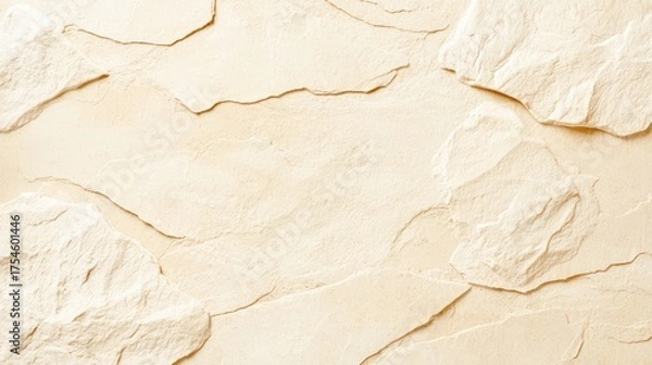 Obraz Textured cream-colored wall surface with irregular patterns and natural stone-like appearance for interior design projects