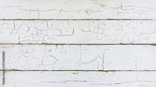 Obraz Weathered White Wood Planks with Cracked Texture and Rustic Appearance Perfect for Vintage Backgrounds and Designs