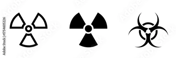 Fototapeta Radiation hazard signs. Radioactive icon. Radiation area. Radioactive threat alert. Vector illustration