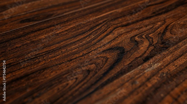 Fototapeta Rich brown wooden texture with intricate grain patterns, perfect for backgrounds or elements