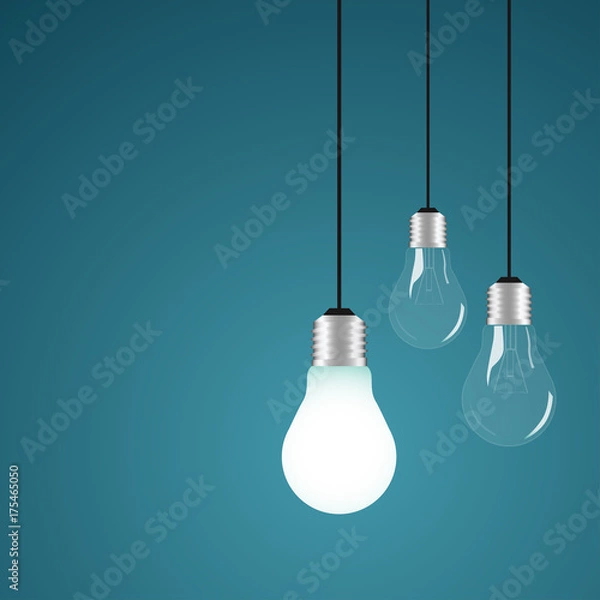 Fototapeta Lightbulb with green background. Vector illustration.