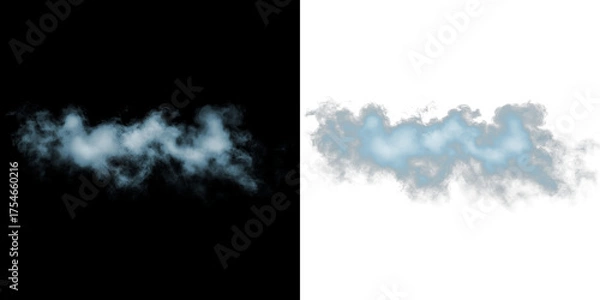 Obraz Soft blue smoke overlay on contrasting black and white backgrounds, creating a mystical atmosphere for creative design projects and visual storytelling applications