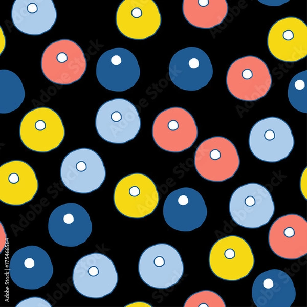 Fototapeta Abstract doodle round seamless pattern background. Childish hand drawn illustration