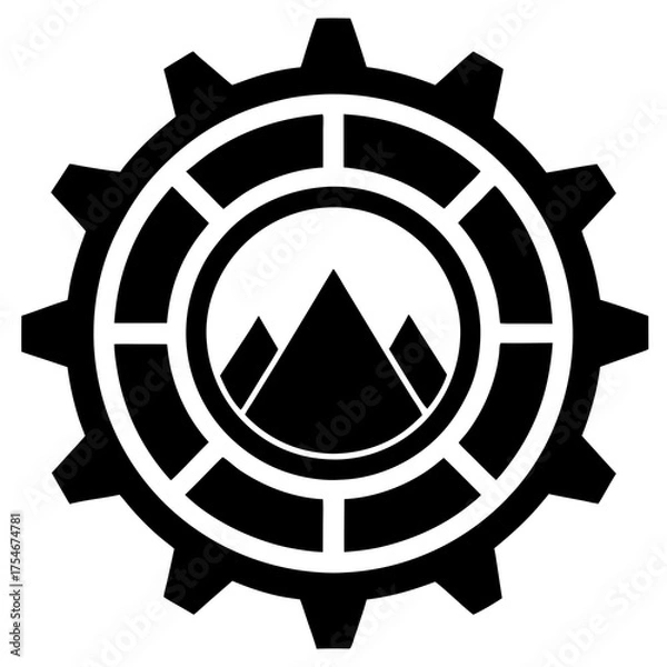 Obraz Gear Icon Vector | Flat Mechanical Gear Symbol Design for Industry and Engineering